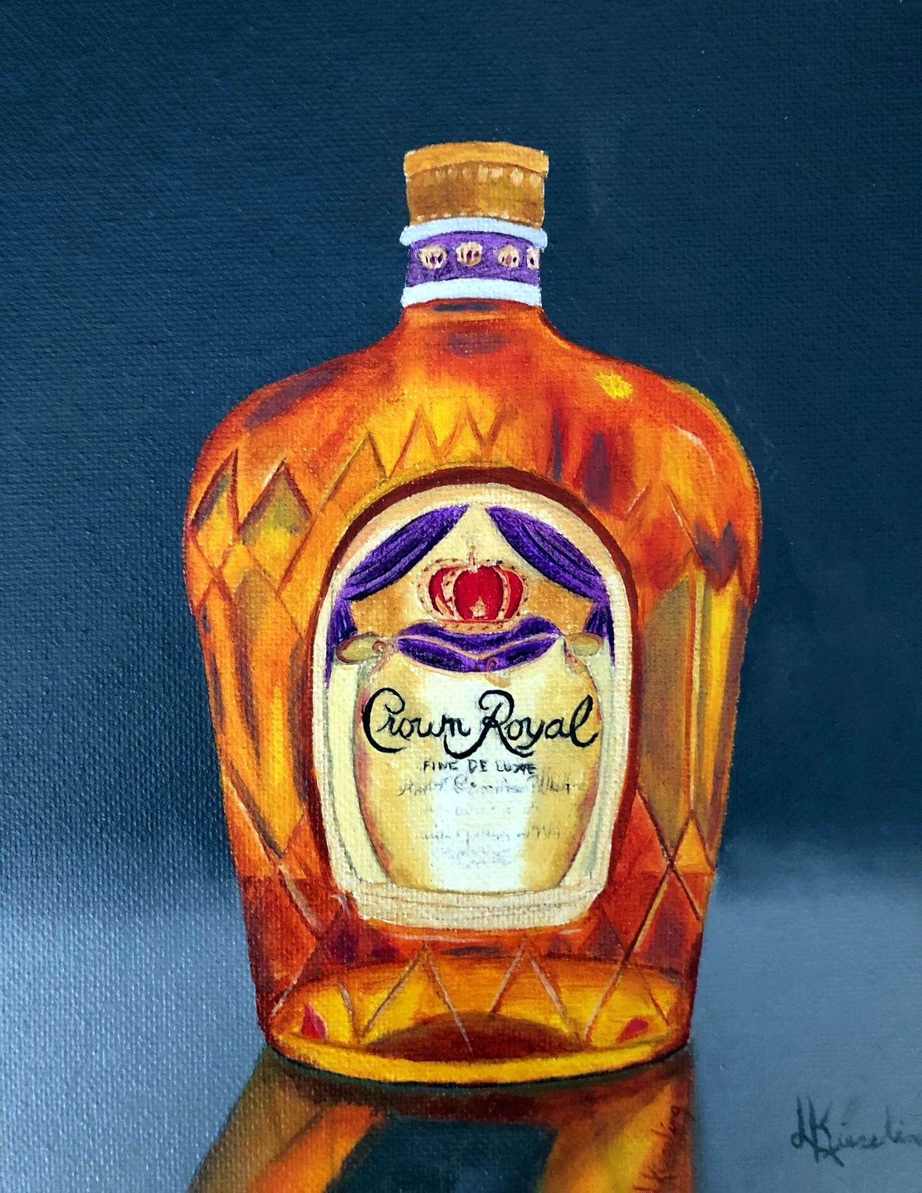 Crown Royal oil painting on stretched canvas by Lenore Kieseling