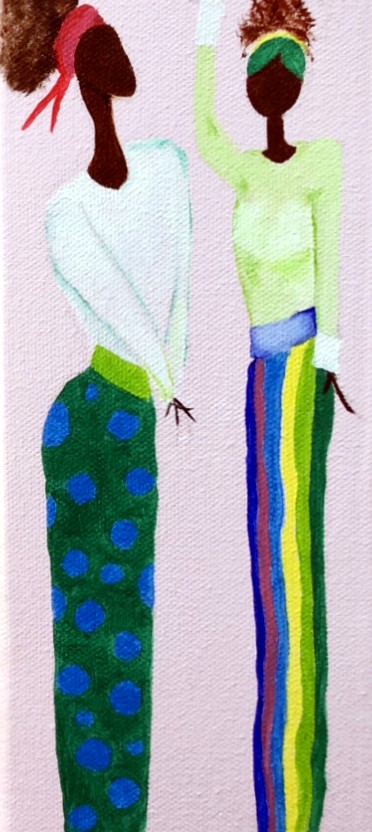 Gullah Elegant oil painting of two graceful Gullah women by Lenore Kieseling